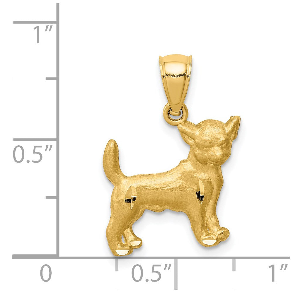 14K Diamond-cut Chihuahua Pendant