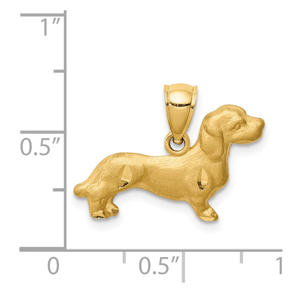 14K Diamond-cut Dachshund Pendant