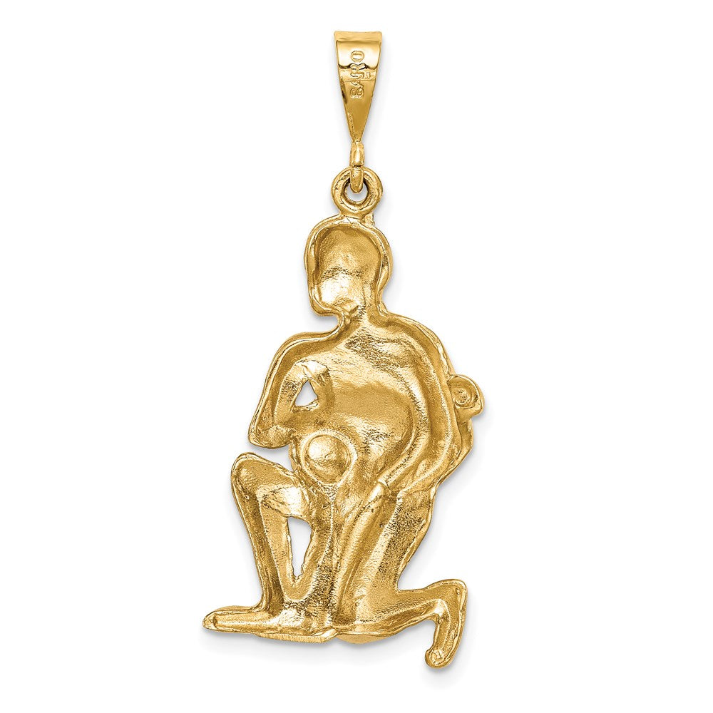 14k Satin Diamond-cut Aquarius Zodiac Charm