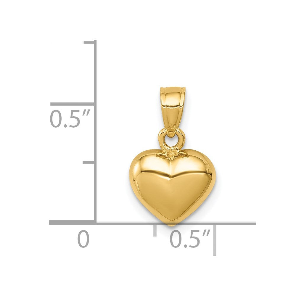 14K Polished One-sided Heart Pendant