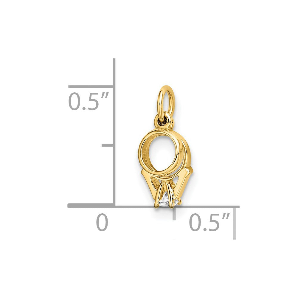 14k CZ Mini 3D Wedding Ring Charm