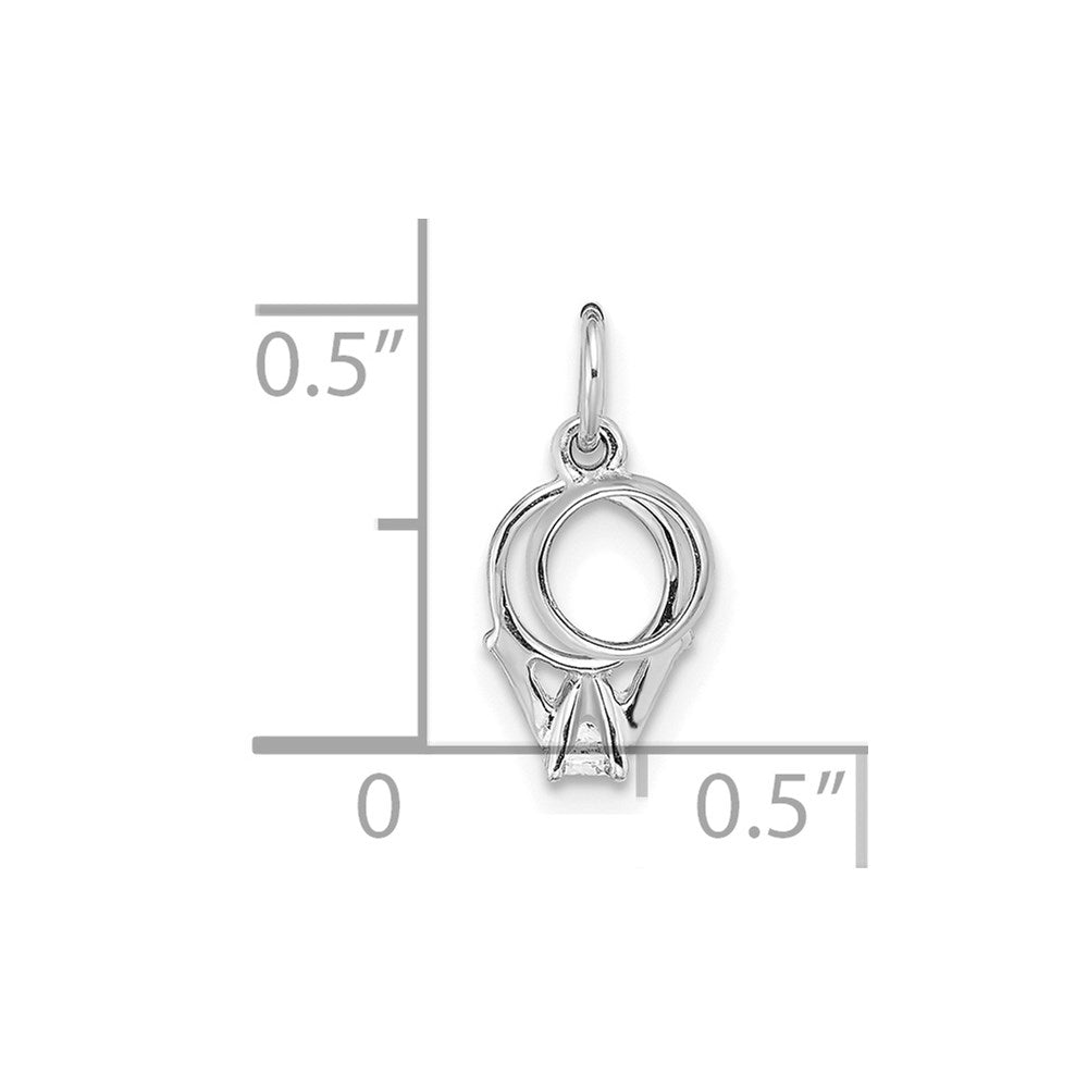 14k White Gold CZ Mini 3D Wedding Ring Charm