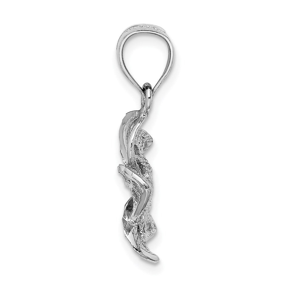 14k White Gold Beaded and Polished Plumeria Flower Charm