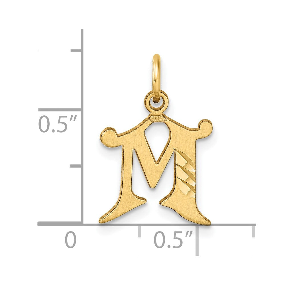 14K Diamond-cut Letter M Initial Charm