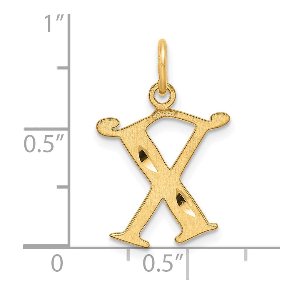 14K Diamond-cut Letter X Initial Charm