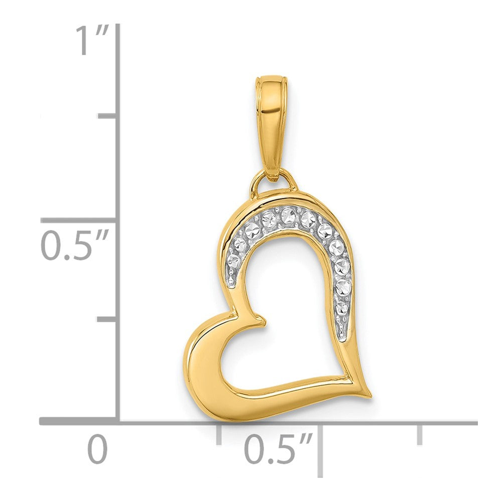 14k and White Rhodium D/C Heart Pendant