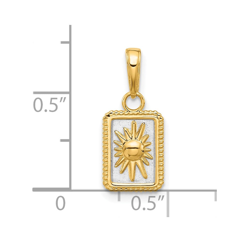14K and White Rhodium Sun in Frame Pendant
