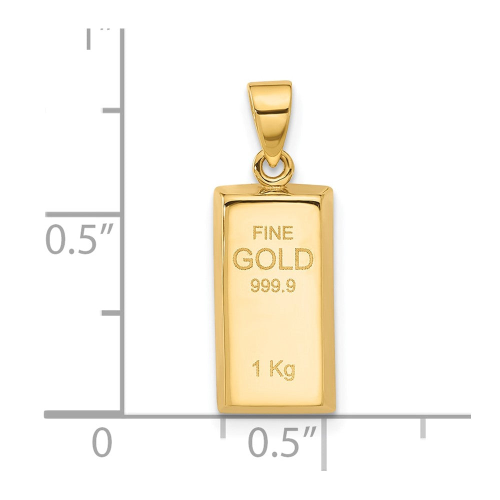14K Polished Gold Bar Pendant
