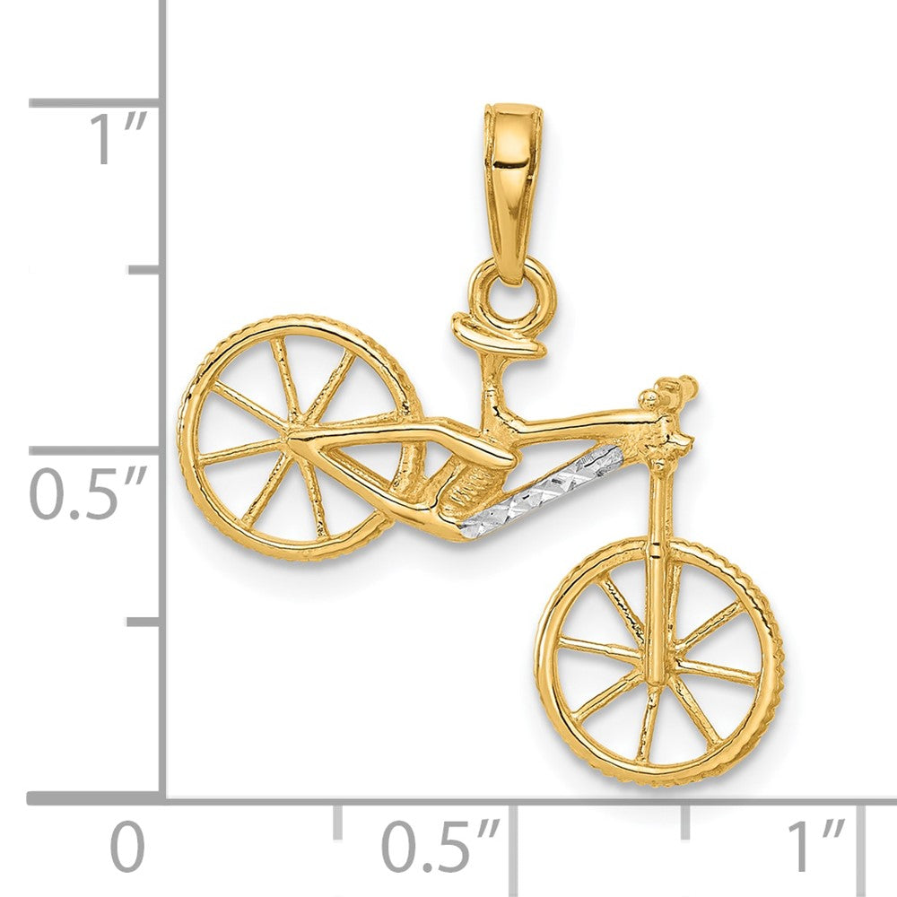 14k and White Rhodium D/C 3D Bicycle Pendant