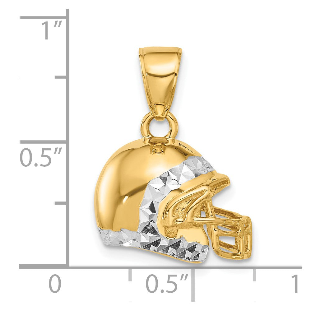 14k and White Rhodium D/C 3D Football Helmet Pendant