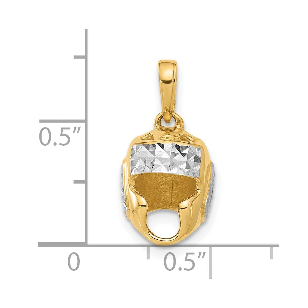 14k and White Rhodium D/C Wrestling Helmet Pendant
