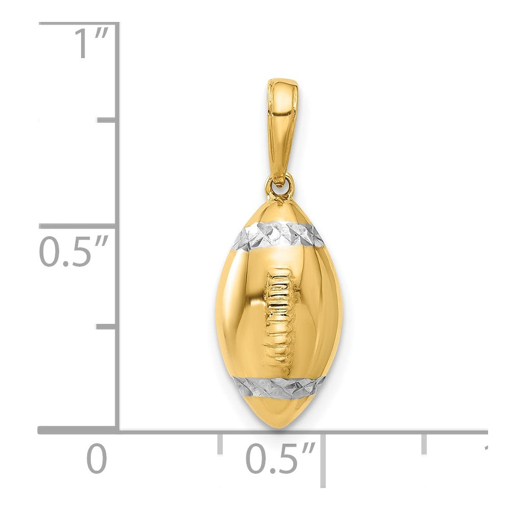 14k and White Rhodium D/C 3D Football Pendant