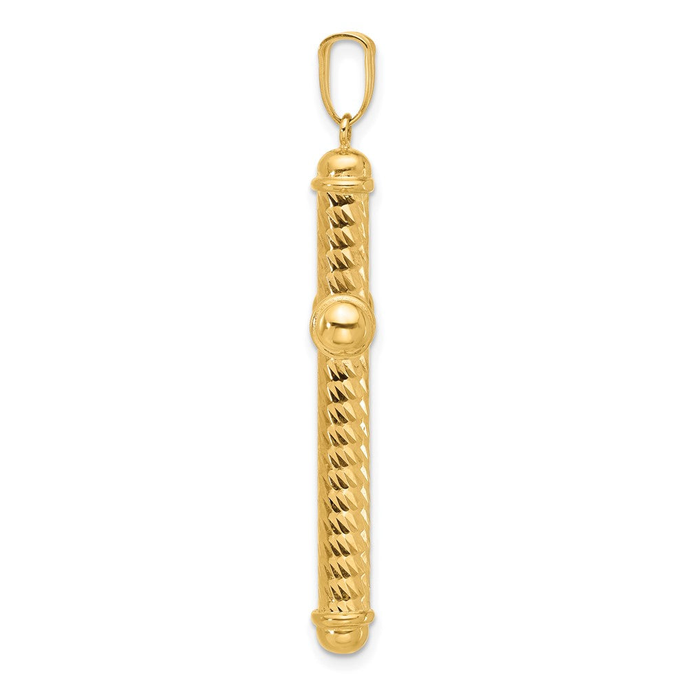 14K Polished and Diamond-cut Cross Pendant