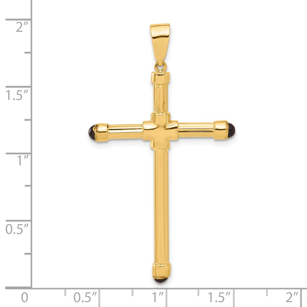14K Polished with Black Onyx Cross Pendant