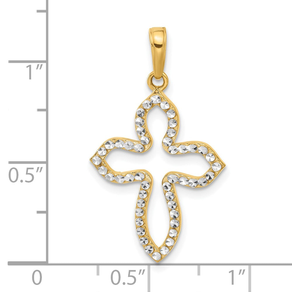 14k and White Rhodium D/C Pointed Cross Pendant