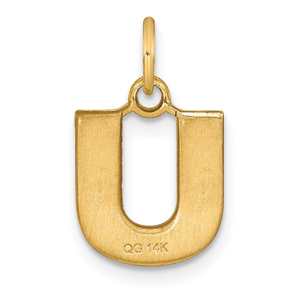 14KY Satin Diamond-cut Letter U Initial Charm