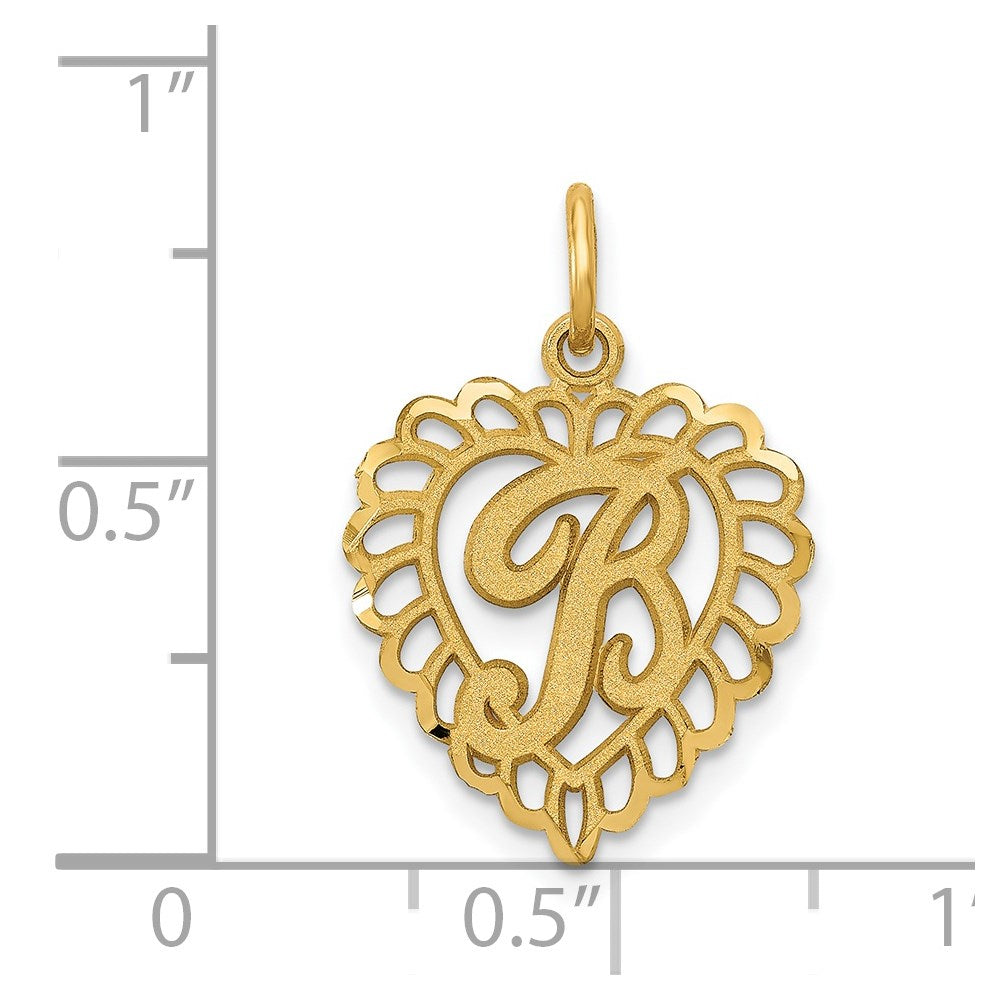14k Heart Letter B Charm