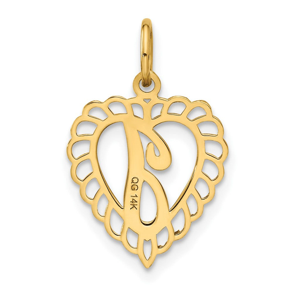 14k Heart Letter I Charm