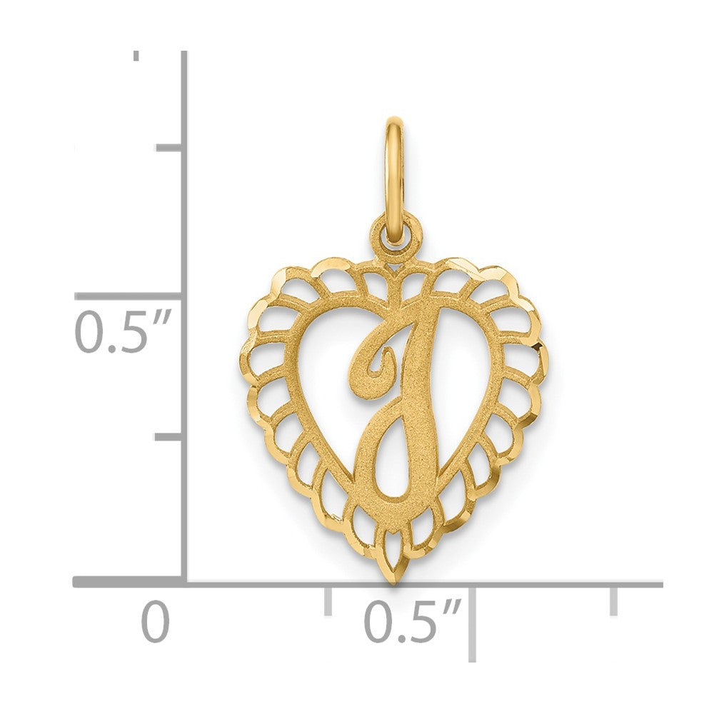 14k Heart Letter I Charm