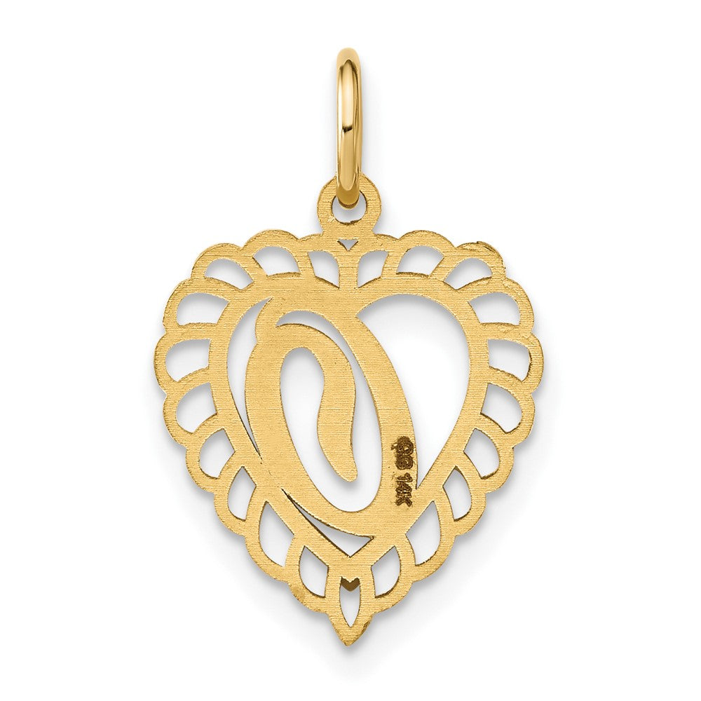 14k Heart Letter O Charm