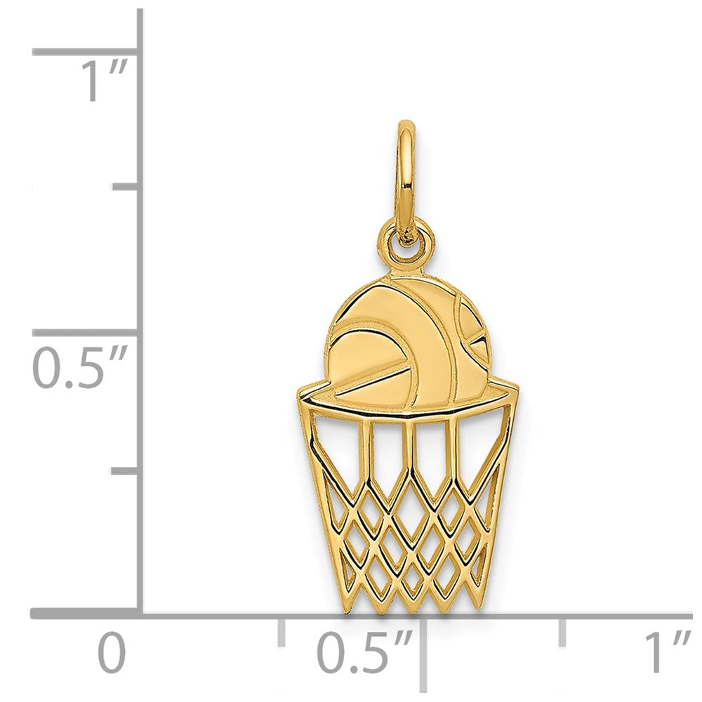 14k Basketball in Net Charm