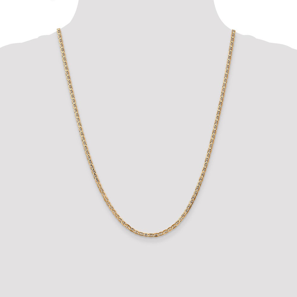 14K 24 inch 3mm Concave Anchor with Lobster Clasp Chain
