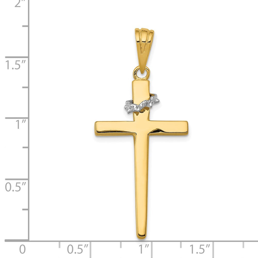 14K Two-Tone Cross w/Crown of Thorns Pendant