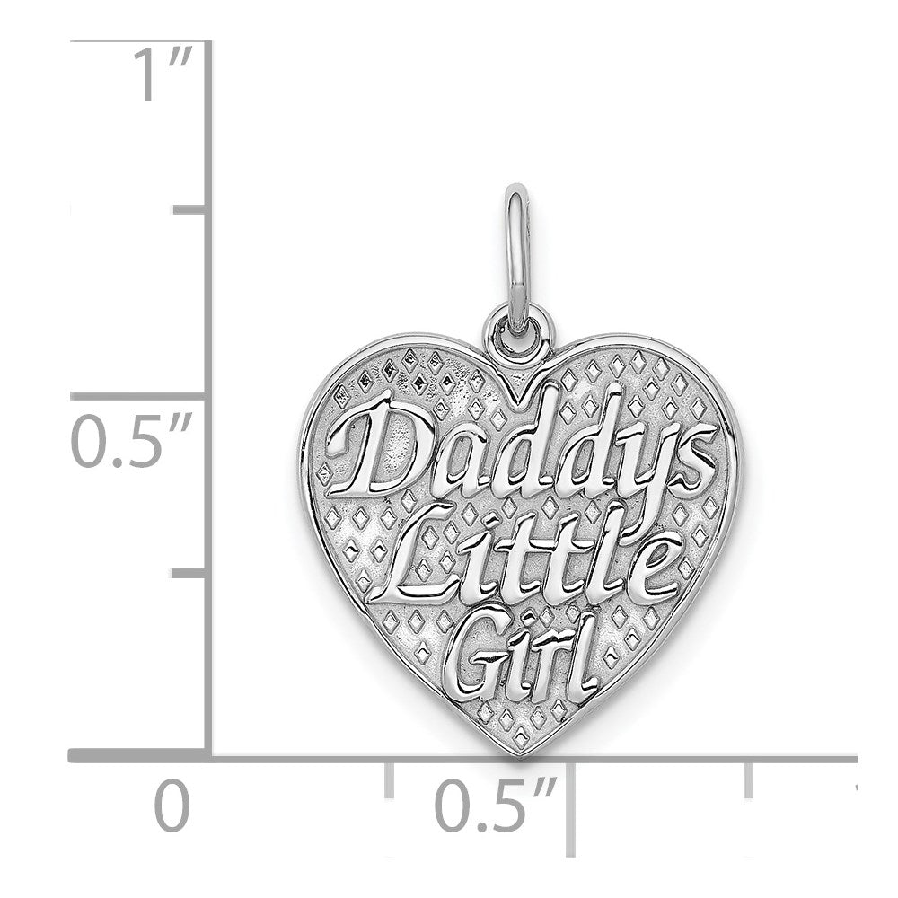 14k White Gold Polished DADDYS LITTLE GIRL in Heart Charm