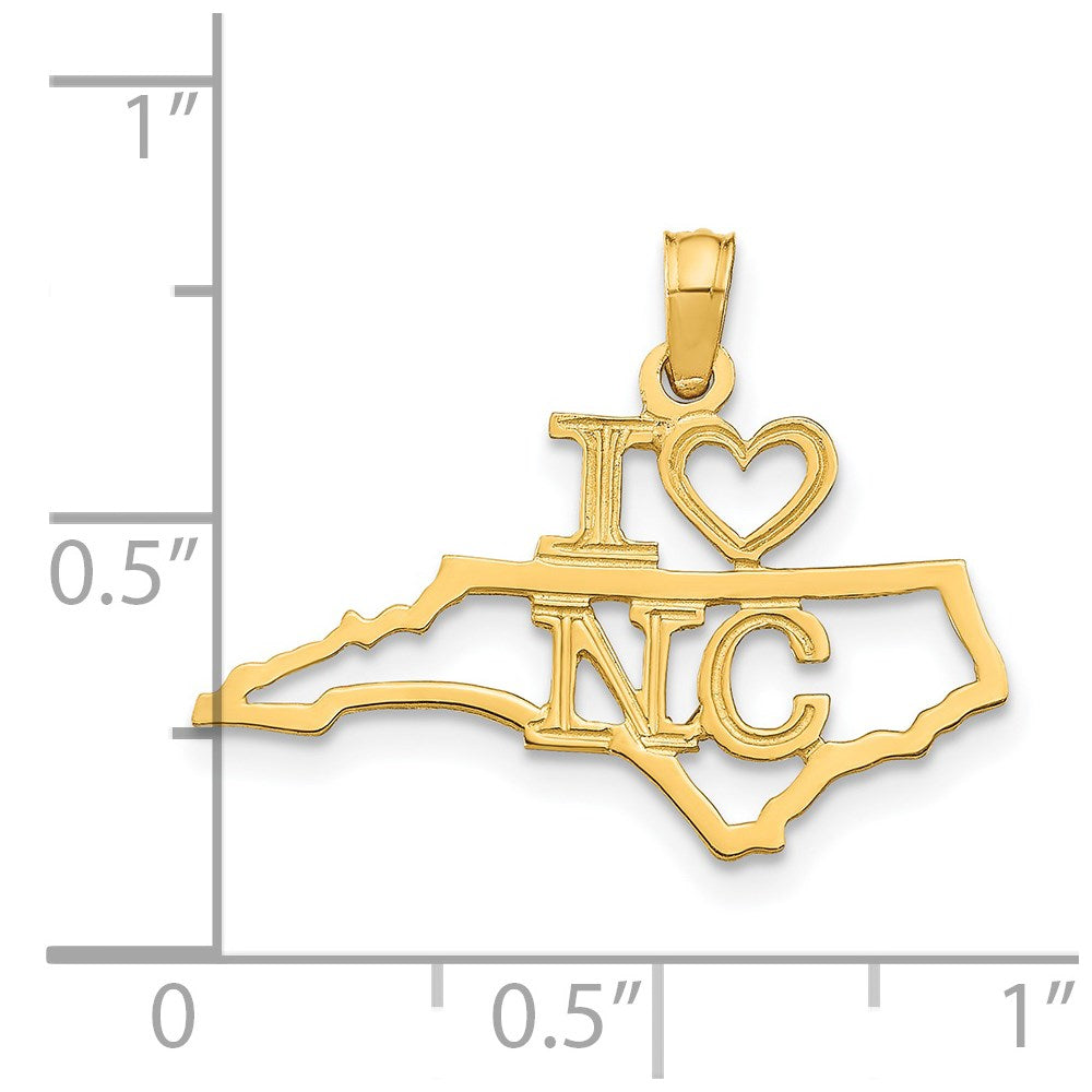 14k Solid North Carolina State Pendant