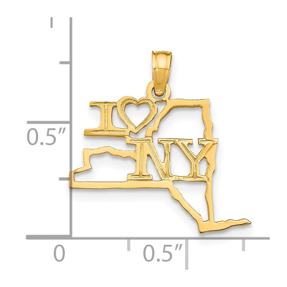 14k Solid New York State Pendant