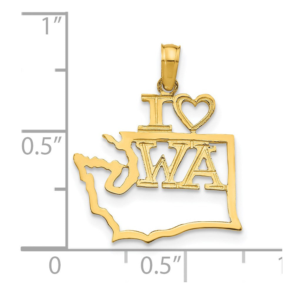 14k Solid Washington State Pendant