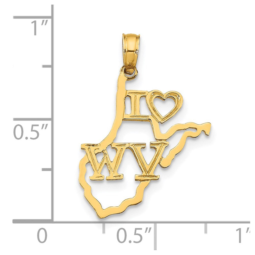 14k Solid West Virginia State Pendant