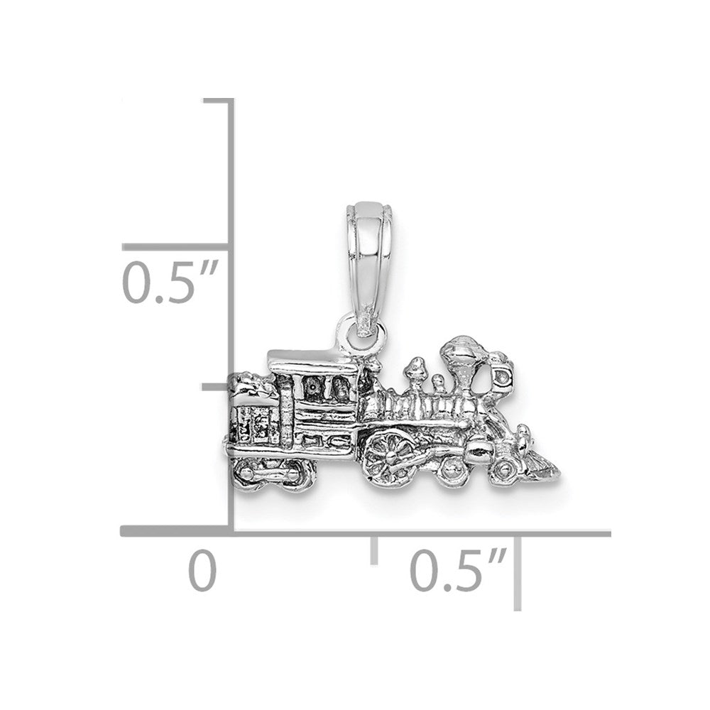 14K White Gold 3-D Miniature Train Charm