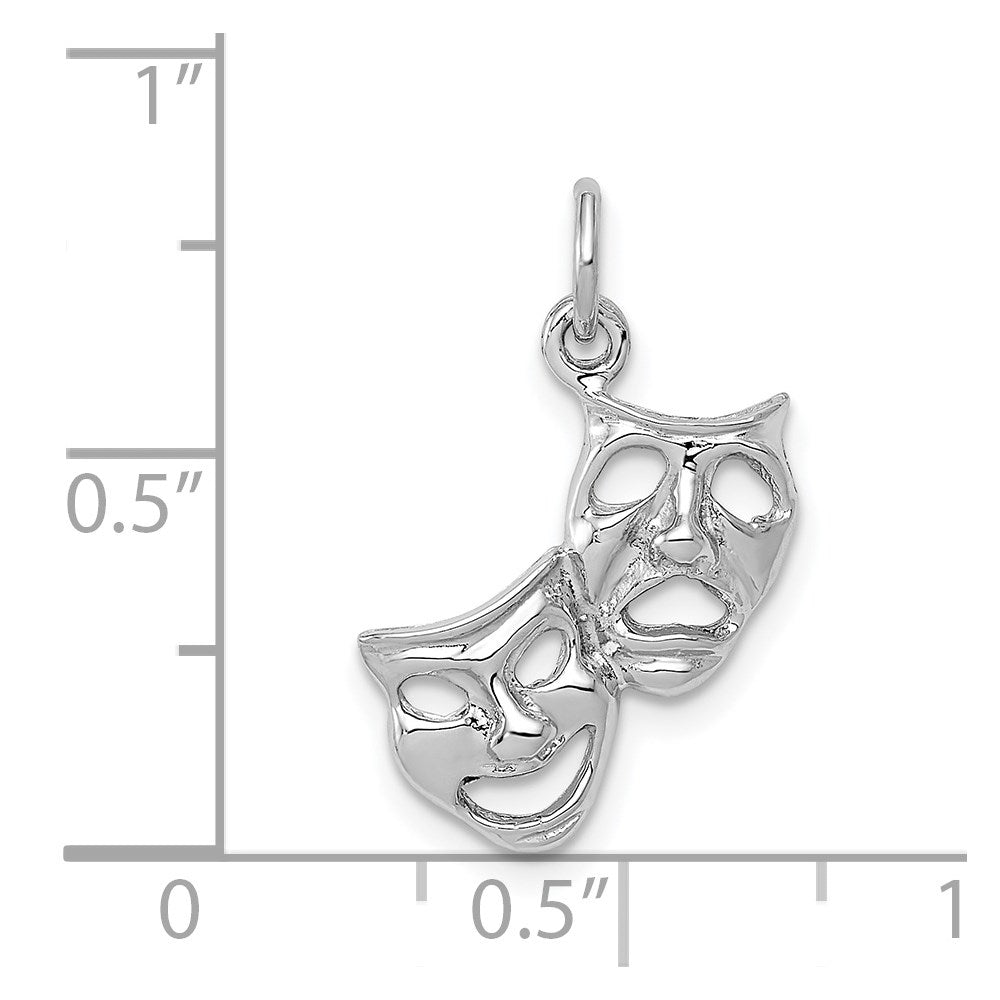 14k White Gold Polished Open-Backed Comedy/Tragedy Charm