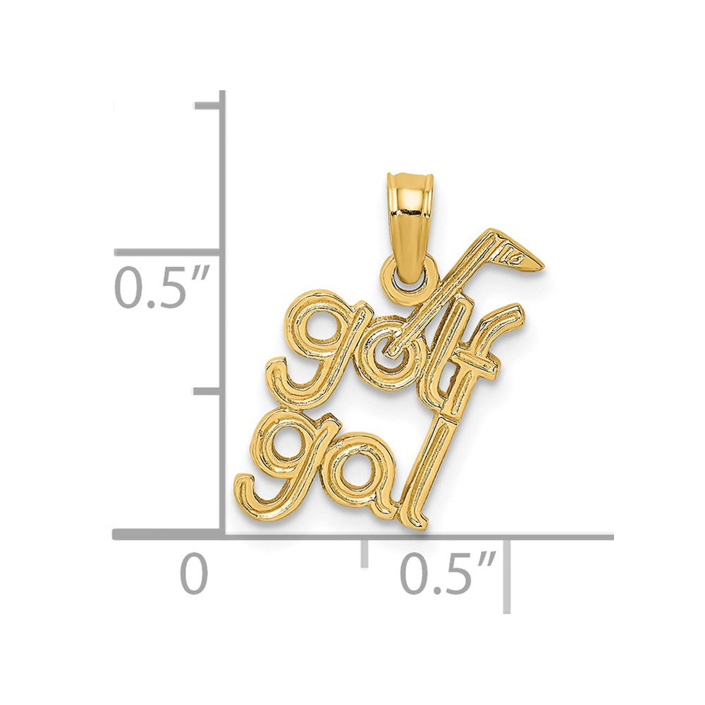 14K Solid Polished GOLF GAL Charm