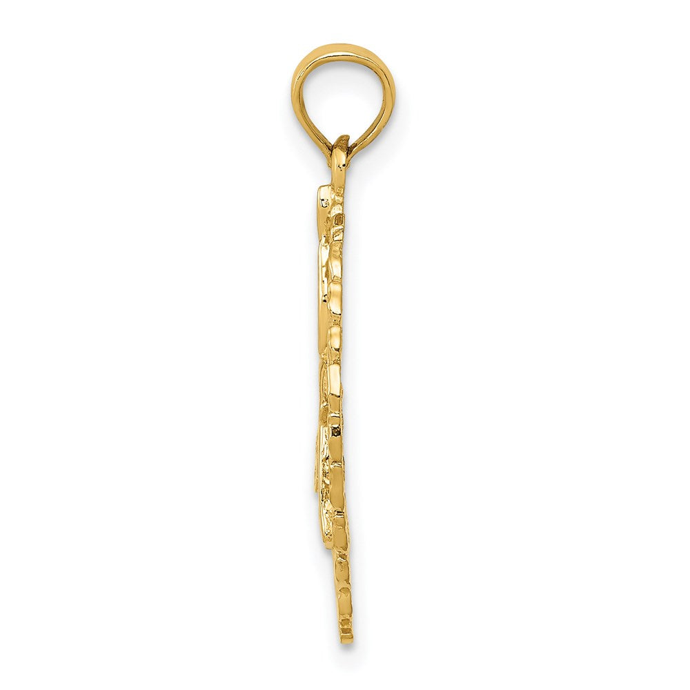 14k Solid Polished Framed Gymnast Pendant