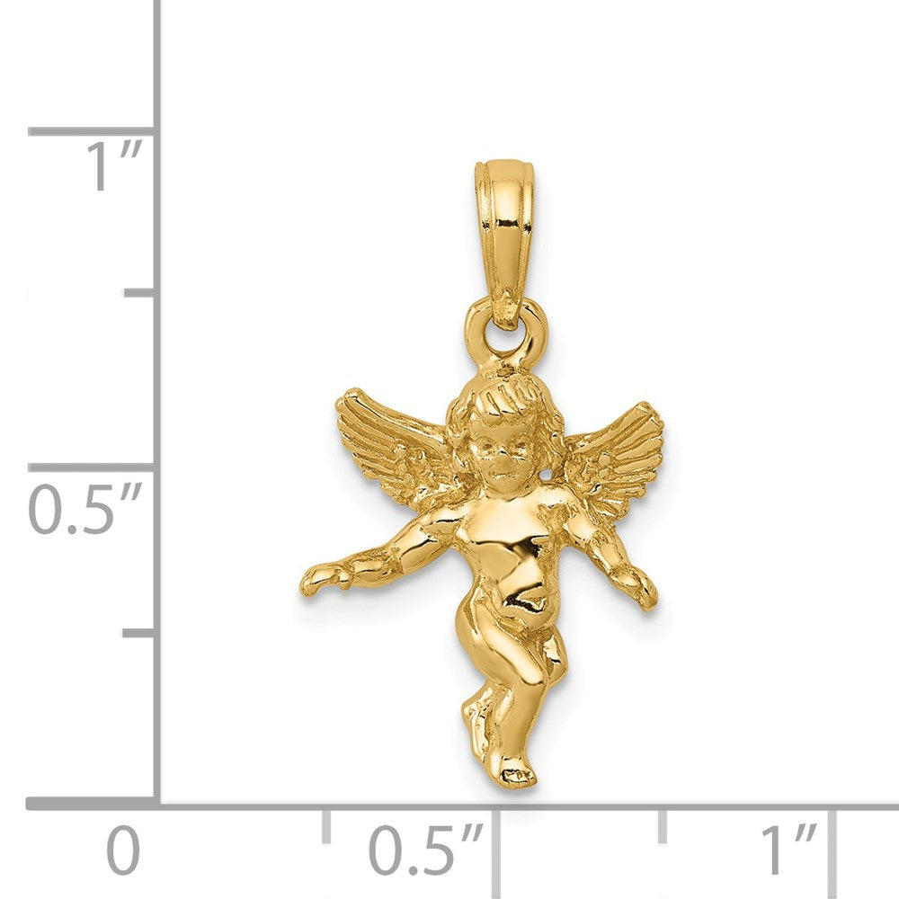 14k  3D Polished Solid Angel Pendant