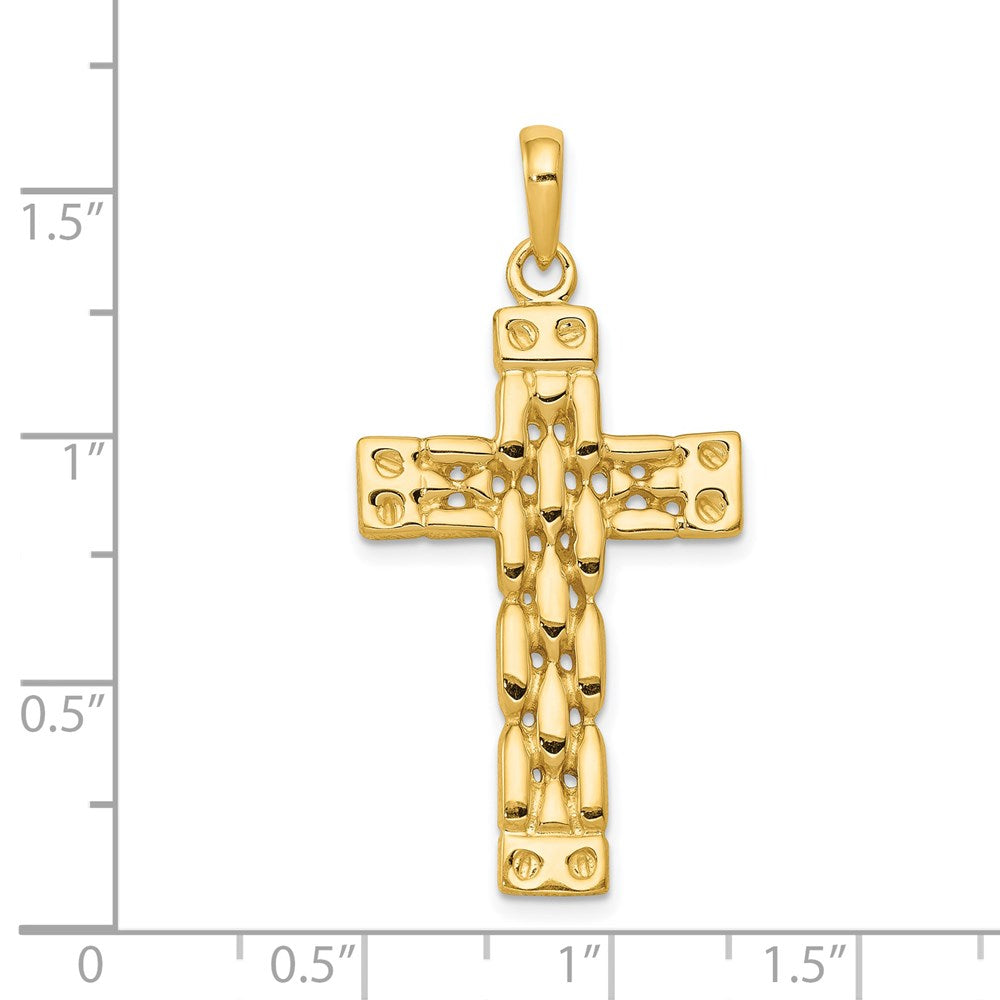 14K Polished Panther Link Style Cross Pendant