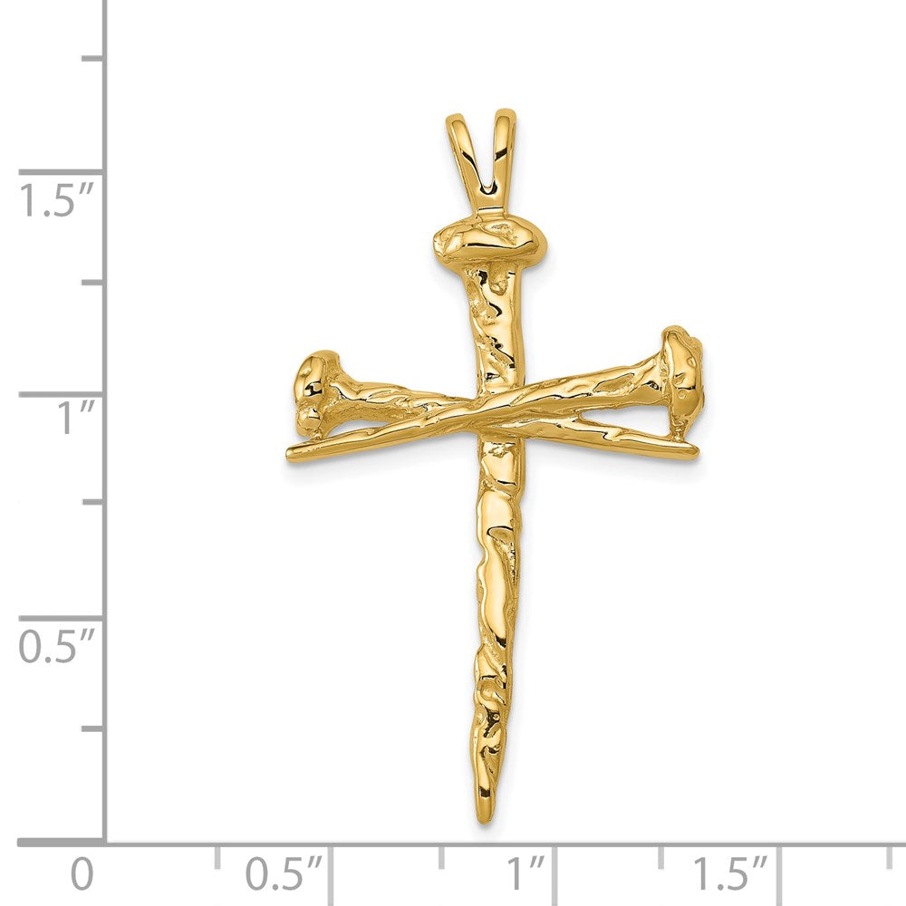 14K Polished Nail Cross Charm