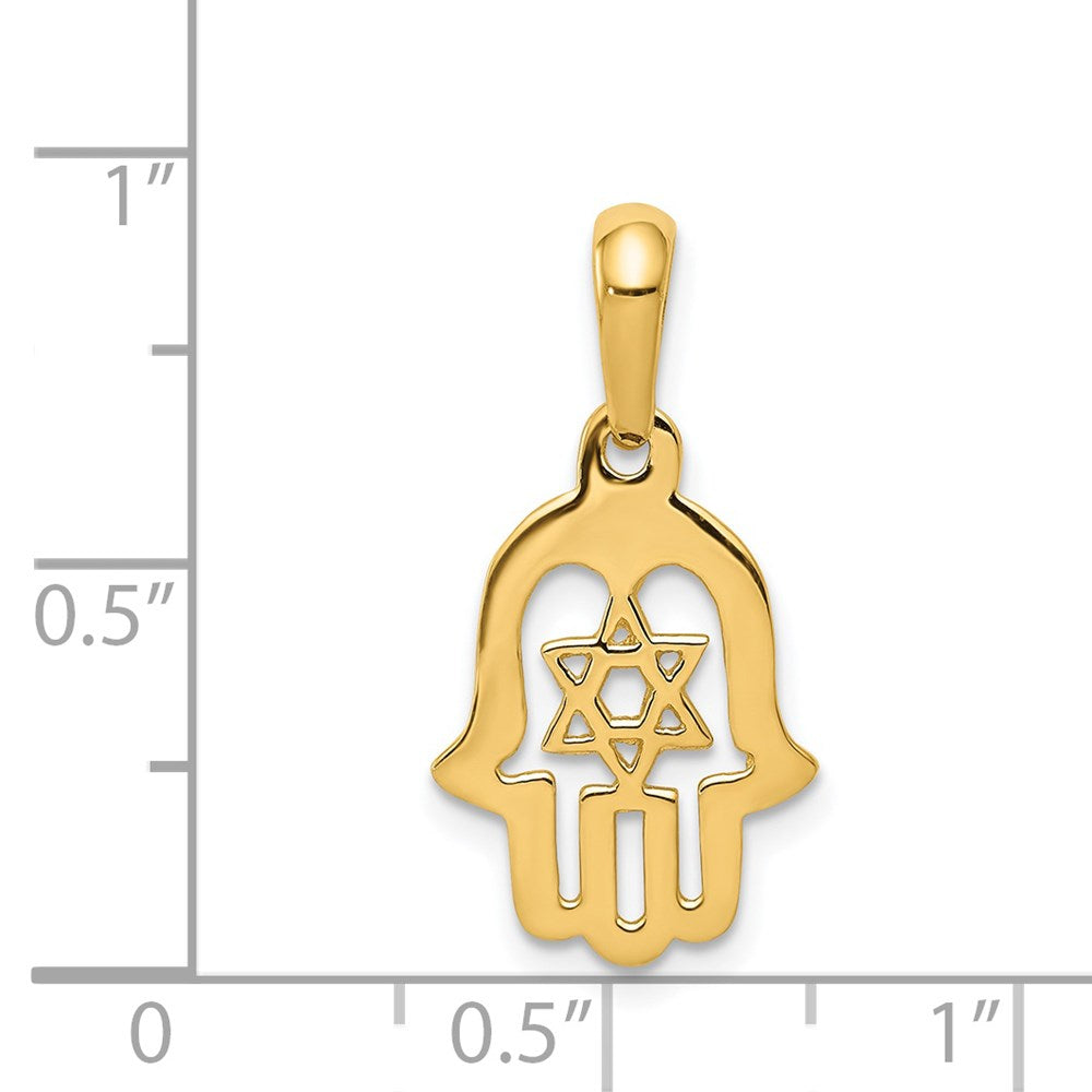 14k Star of David Chamseh Pendant
