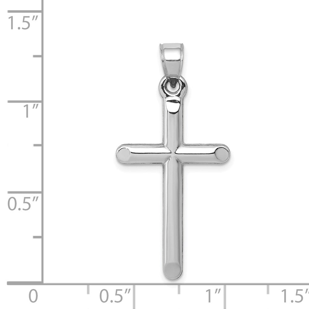 14k White Gold Hollow Cross Pendant