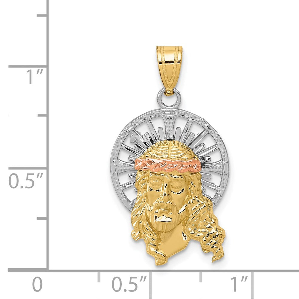 14K Tri-color Diamond-cut Christ Charm