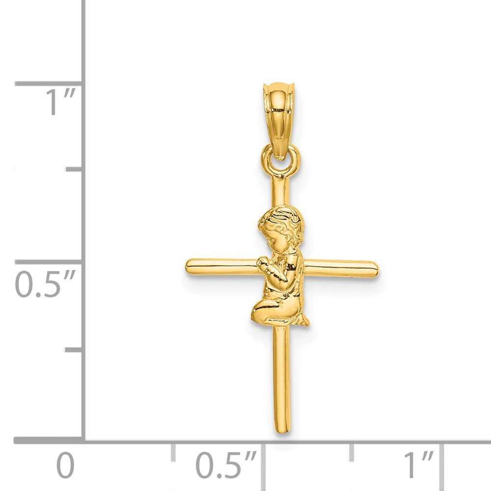 14k Praying Boy Cross Charm