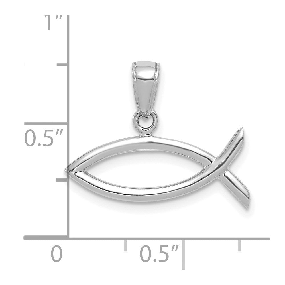 14k White Gold Ichthus Fish Pendant