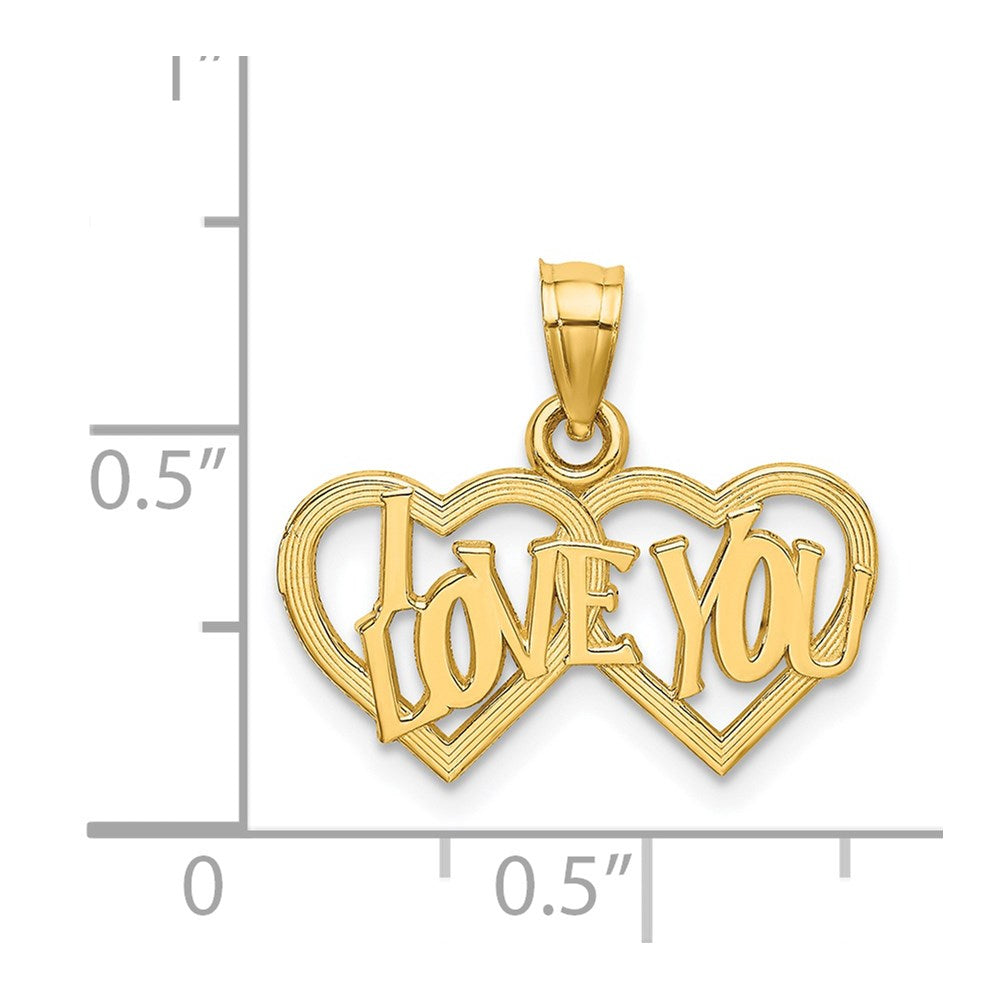 14K I LOVE YOU Double Heart Charm