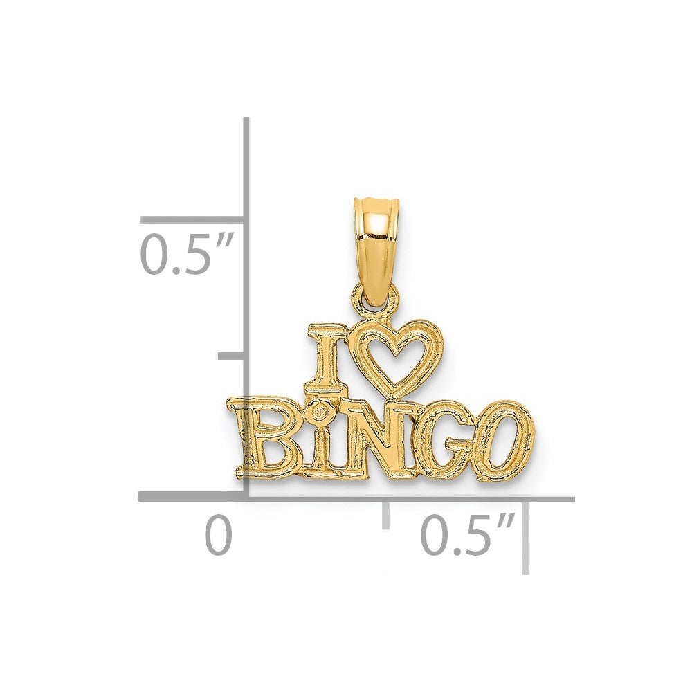 14K Polished/Textured I LOVE BINGO Charm