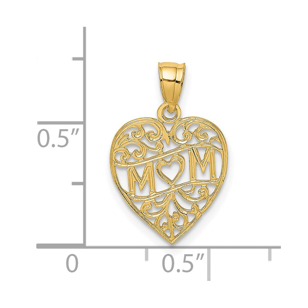 14K MOM in Heart Charm