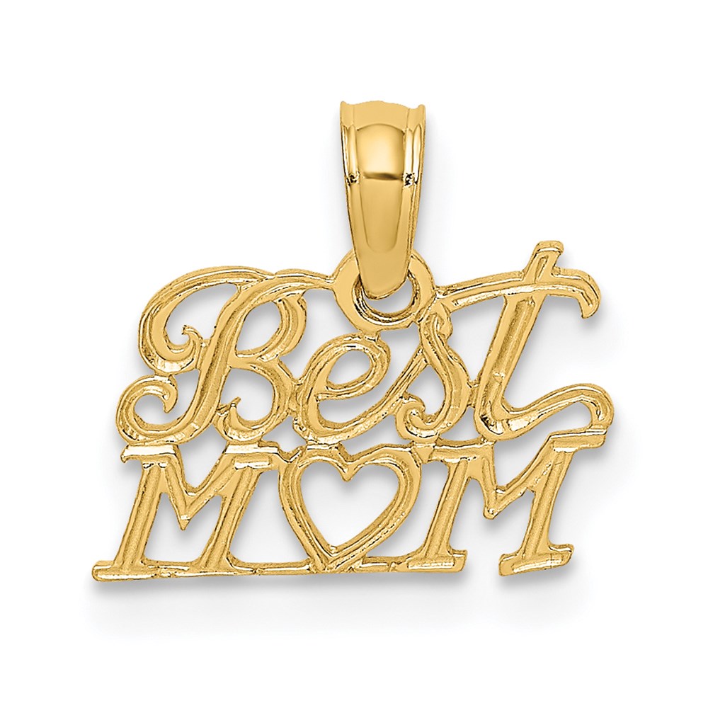 14K BEST MOM with Heart Charm