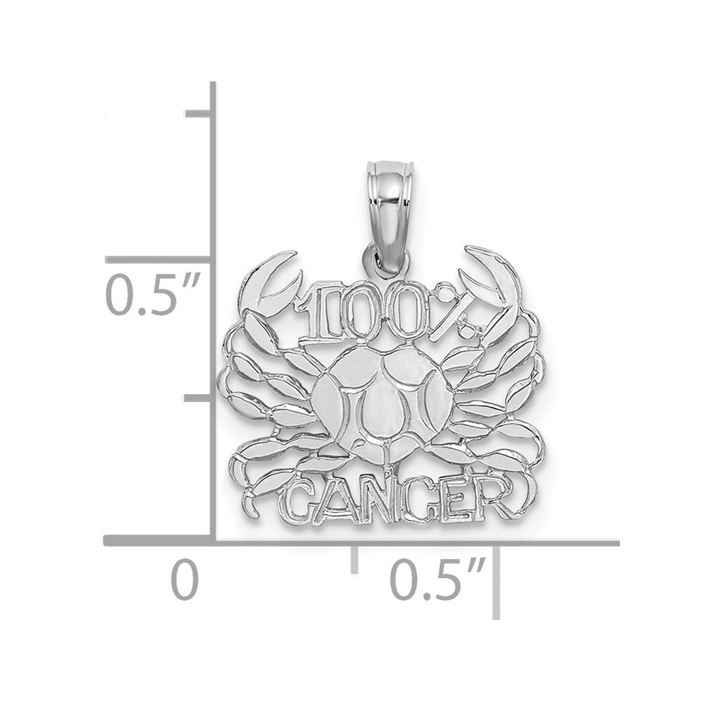 14k WG 100% CANCER Zodiac Charm