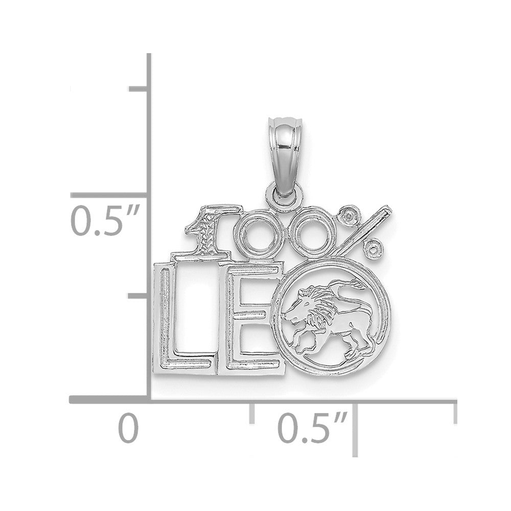 14k WG 100% LEO Zodiac Charm